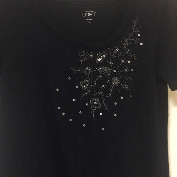 Beaded LOFT dk blue knit top - Picture 3 of 6